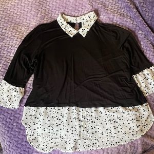 Elle Black & White Stars Blouse